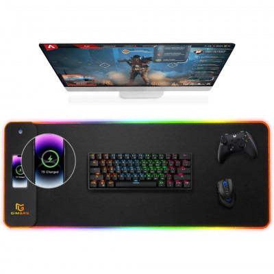 Gimars Gaming Mouse Mat RGB, 15 W Wireless Fast Charge, 800 x 300 x 5 mm