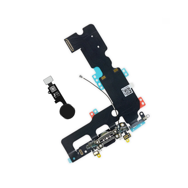 iPhone 7 Plus Lightning Connector + Home Button Black Assembly