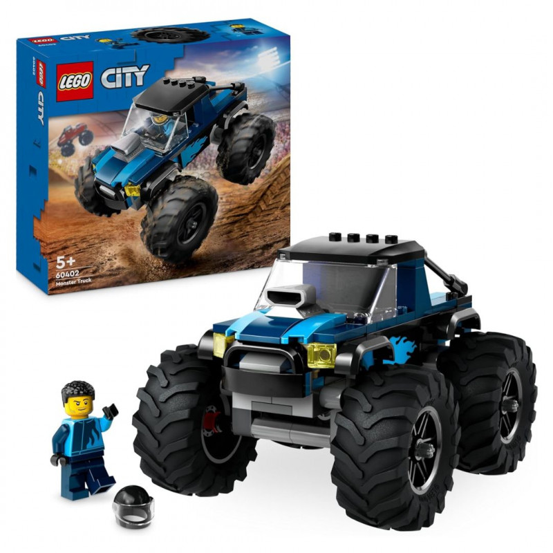 LEGO 60402 City Blue Monster Truck, Off-Road Car Toy, Vehicle Set with Racer Mini