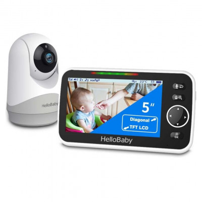 HelloBaby 5 Monitor – PTZ Camera, Talk, Night Vision, 900ft Range