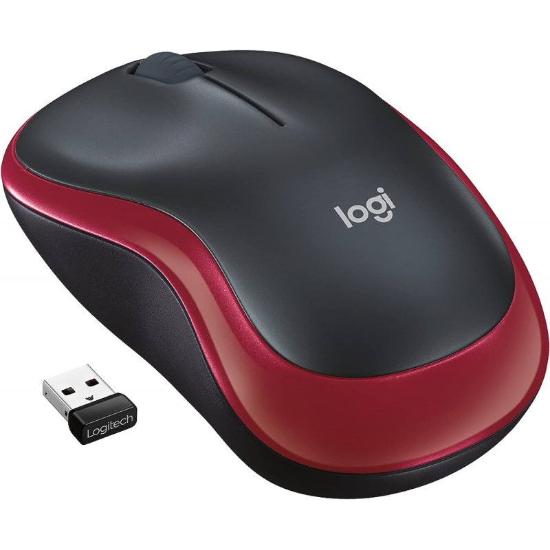 Logitech M185 Wireless Mouse W Nano Receiver 1000DPI 12Month Battery Life, Red