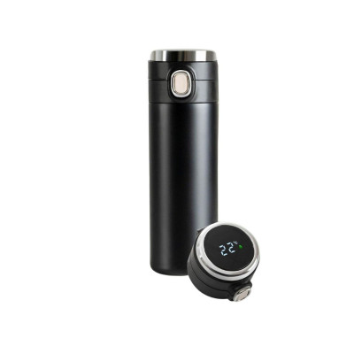 MU Thermal Water Bottle Intelligent LED Temperature Display Touch 400ml Black