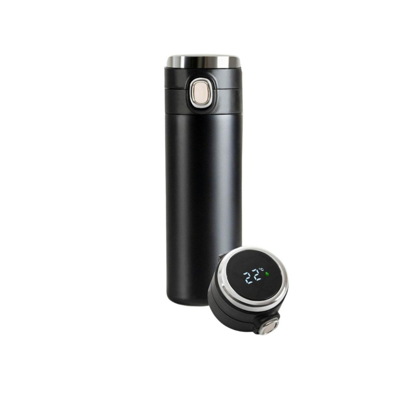 MU Thermal Water Bottle Intelligent LED Temperature Display Touch 400ml Black