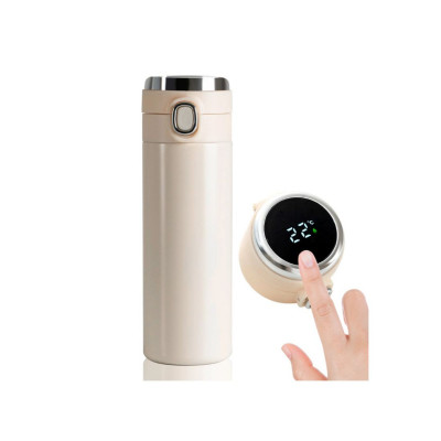 MU Thermal Water Bottle Intelligent LED Temperature Display Touch 400ml White