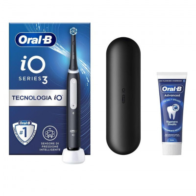 Oral-B iO 3N Rechargeable Electric Toothbrush, Black, 1 Replacement Head, 1 Oral B Electric Toothbrush