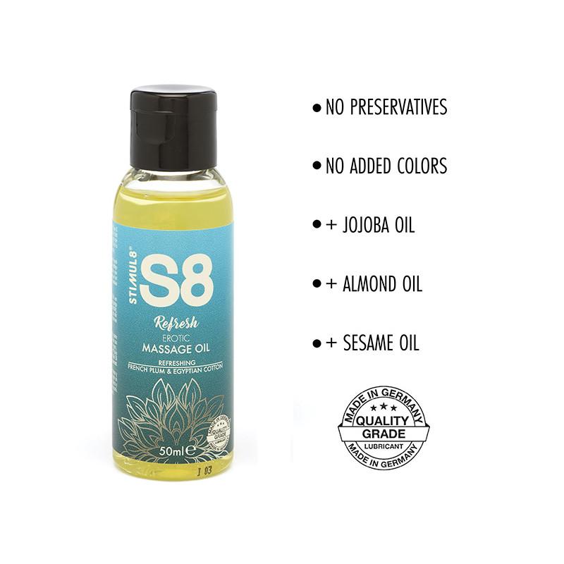S8 French Plum & Egyptian Cotton Massage Oil 50ml