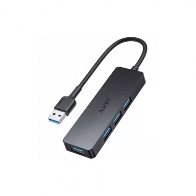 AUKEY CB-H39 Ultra-Slim USB-A Hub – 4× USB 3.0 Data Ports (Black)