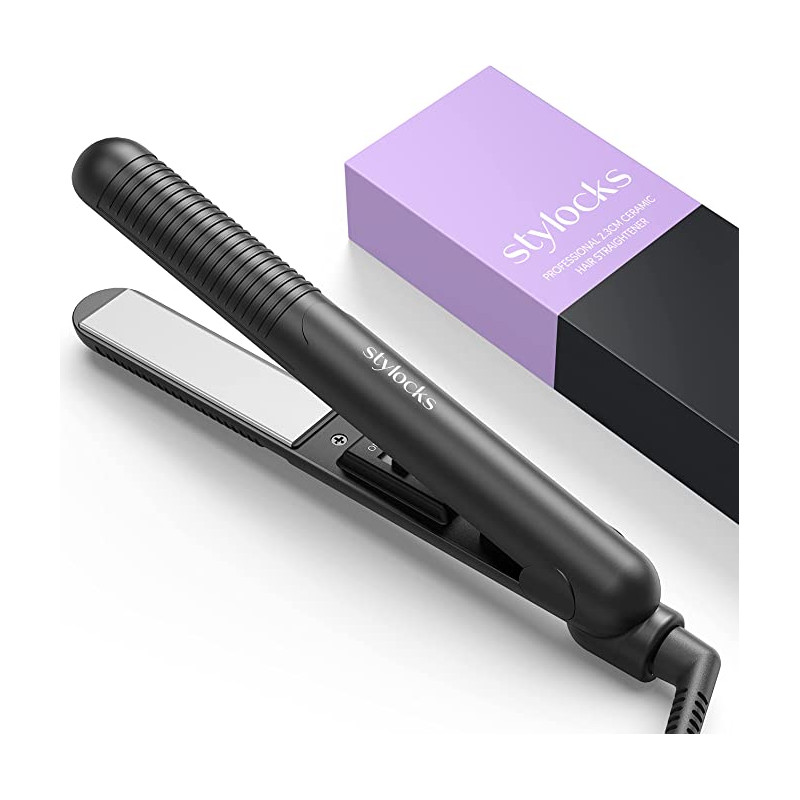 Stylocks Mini Hair Straighteners For Short Hair Small Hair Fits Handbag, Black