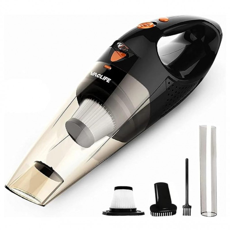 VacLife VL189 Wireless Handheld Car Vacuum – Portable, Rechargeable, with 2 Filters (Orange)
