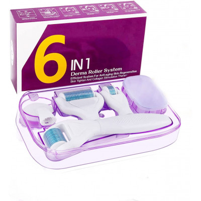 Winpok Dermaroller, 6 in 1 Derma Roller Kit, 12/300 / 720/1200 Needles, Professional Skin Care Beauty, Anti-Aging & Stretch Mark