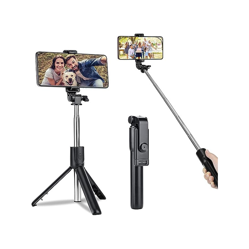 Wireless Selfie Stick with Light (with micro cable), Black