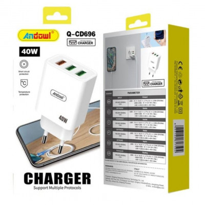 Andowl Q-CD696 40W Fast Charger with 3 USB Ports