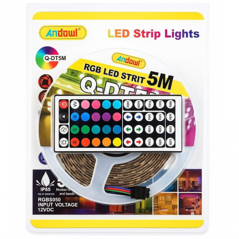 Andowl RGB LED Strip Lights with Remote Control – 5M (Q-DT5M)