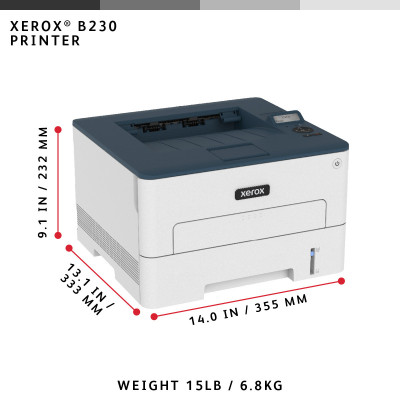 Xerox B230 A4 34ppm Wireless Duplex Printer PCL5e 6 2 Trays Total 251 Sheets