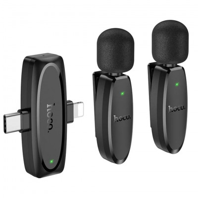 HOCO 2 x lavalier wireless microphone Lightning / Type C Black