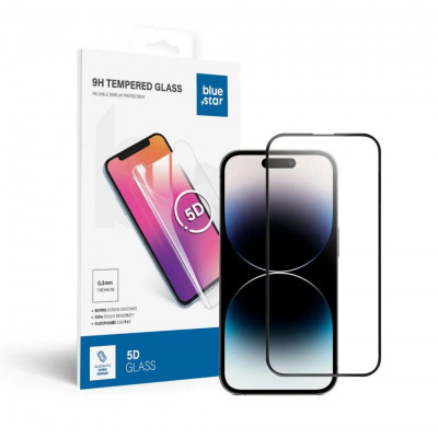 Blue Star 5D Full Cover Tempered Glass for iPhone 15 Pro