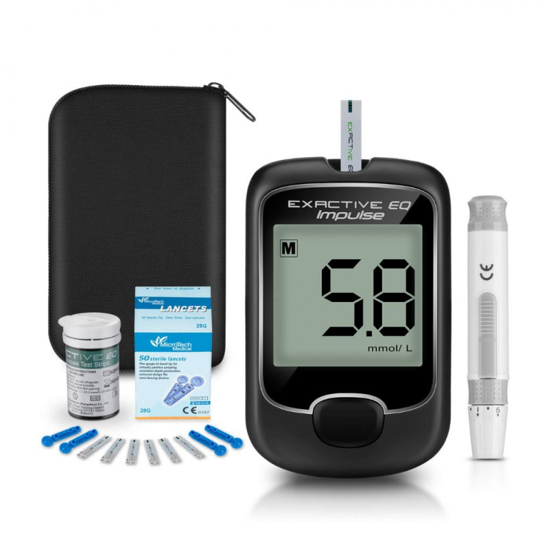 Diabetes Blood Glucose Test Kit Blood Glucose Monitoring Kit with 25 Test Strips and 25 Hands for Diabetes in Mg/dL by Exactive 