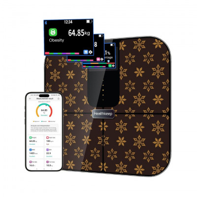 Healthkeep Bluetooth Connected Scale with TFT Color Display and ITO Technology, 25 Body Data with Heart Rate APP for Andriod and