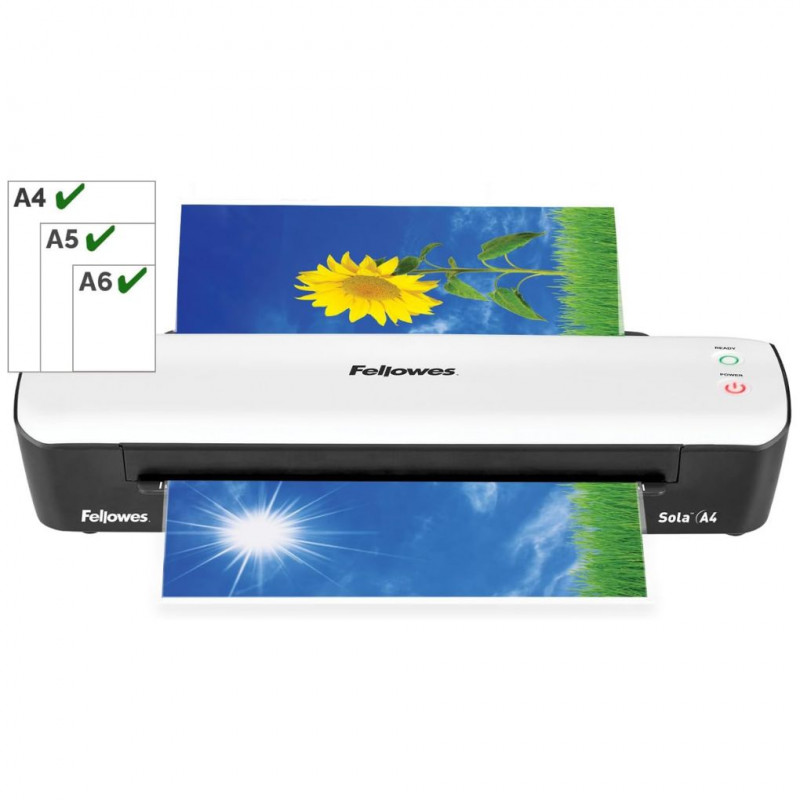 Fellowes Sola A4 Laminator, Up to 125 Microns  with Release Lever and Sleep Mode, Warms Up in 4 Minutes Fellowes Sola A4 Laminator, Up to 125 Microns  with Release Lever and Sleep Mode, Warms Up in 4 Minutes