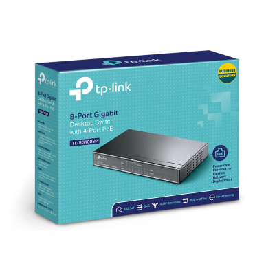 TP-Link TL-SG1008P network switch Unmanaged Gigabit Ethernet (10 100 1000) Power over Ethernet (PoE) Hazelnut