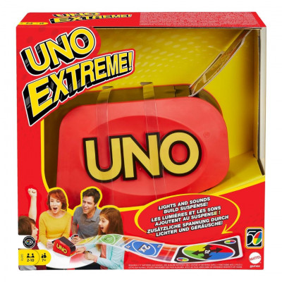 Mattel Games UNO Extreme Card Game with Shoot, Fun Lights and Sounds - 112 Cards, Extreme Shot Card, Gift for Kids 7+ Years and 