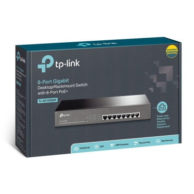TP-Link TL-SG1008MP network switch Unmanaged Gigabit Ethernet (10 100 1000) Power over Ethernet (PoE) Black TP-Link TL-SG1008MP network switch Unmanaged Gigabit Ethernet (10 100 1000) Power over Ethernet (PoE) Black