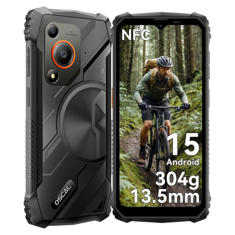 OSCAL MARINE 1 Rugged Smartphone Android 15, 12GB+128GB/2TB Unbreakable Phone, 6.56\'\' HD+ 90Hz, Black