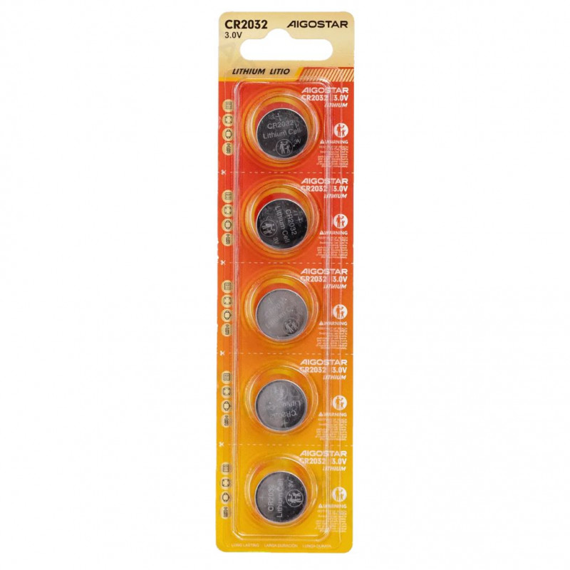 AIGOSTAR 5-Pack CR2032 Coin Cell Lithium Battery