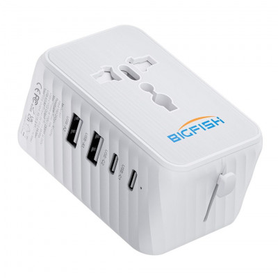 Bigfish Travel Adapter Worldwide, Universal Travel Plug with 2 USB A and 2 USB C