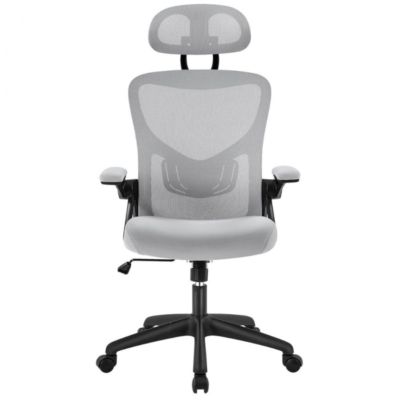 Yaheetech Ergonomic Reclining Office Chair with Armrests, Adjustable Headrest, Light Grey