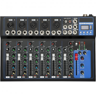Professional 7Way Audio Mixer  with complete functions
