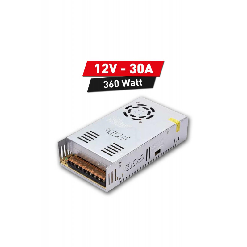 Driwei / Europa Tek DA-30A — 12V 30A 360W Power Supply (IP44) LED strips & signage, light-box modules, CCTV cameras, instruments