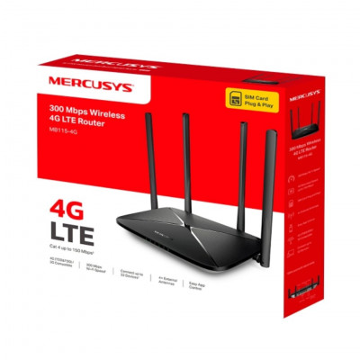 Mercusys MB115-4G – 300 Mbps Wireless 4G LTE Router | SIM Plug & Play | Wi-Fi N 300 Mbps | Up to 32 Devices