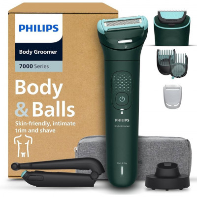 Philips BG7485/30 Bodygroom 7000 Series Body Trimmer for Men Waterproof Groomer with Flexible Head 120min Battery