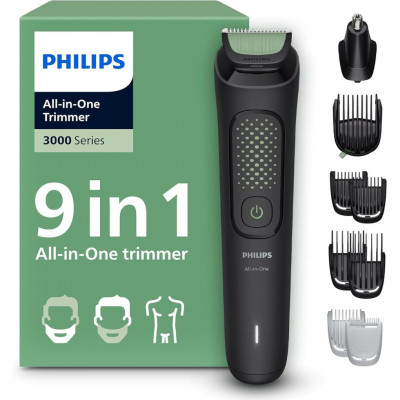 Philips Multigroom 3000 Series 9 in 1 Trimmer for Beard Hair Body with Self Sharpening Blades