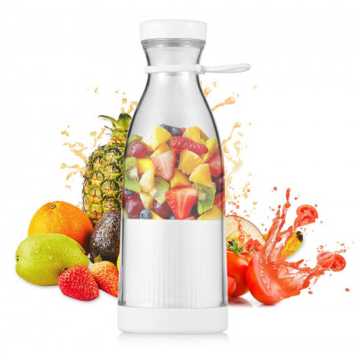 Andowl Portable Blender Mixer Cup 500ml USB Rechargeable Juicer Bottle 40W Fruit Mixer Smoothie Maker 1500mAh Battery, White