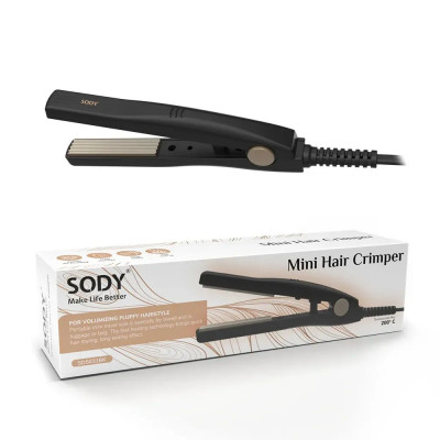 Sody SD5031BK Mini Travel Hair Straightener Crimping Effect Compact 20W 230V Portable Styling Tool