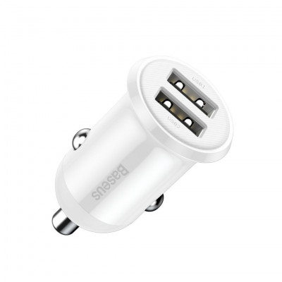 Baseus Car Charger Grain Pro Dual USB 4.8A White