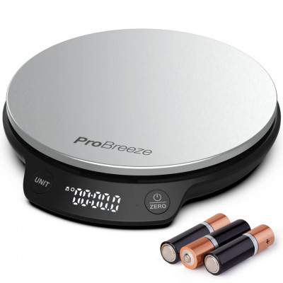 PRO BREEZE Digital Kitchen Scale 5kg High Precision 1g Stainless Steel LCD Display Tare Function