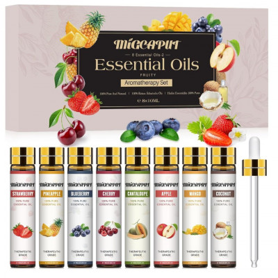 Migcaput Fruity Essential Oils Set 8x10ml Natural Aromatherapy Oils for Diffuser Candle Making