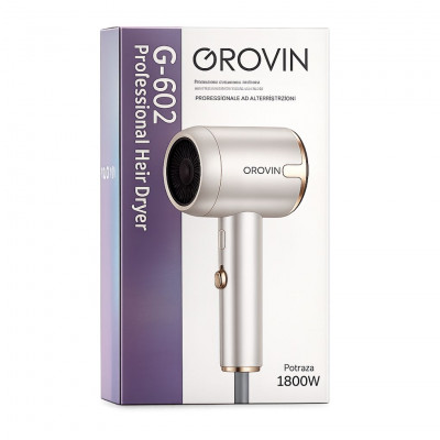 Grovin G-602 Professional Hair Dryer 1800W High Speed 3 Speed 2 Heat Settings Powerful Salon Performance White