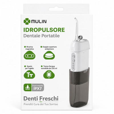 MU Portable Dental Water Flosser Cordless Oral Irrigator IPX7 Waterproof 220ml Tank 3 Modes