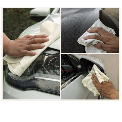 Genuine Natural Sheep Chamois Leather Cloth 35x53cm Absorbent Cleaning Drying Cloth for Car Home Glass