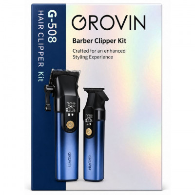 Grovin G-358 Professional Barber Hair Trimmer Kit Cordless USB Clippers Set with LED Display and Accessories