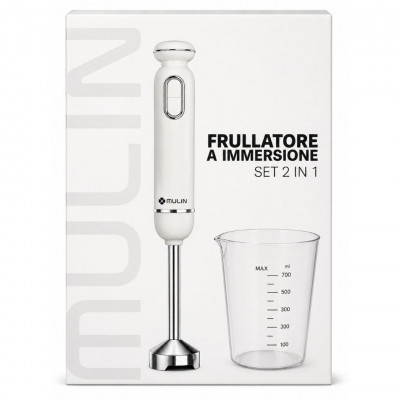 MU FJ-444 2 In 1 Hand Blender 600W Immersion Mixer with Measuring Cup BPA Free Kitchen Blender Beige