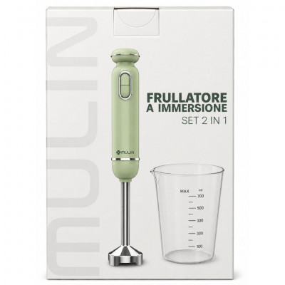 MU FJ-444 2 In 1 Hand Blender 600W Immersion Mixer with Measuring Cup BPA Free Kitchen Blender Green