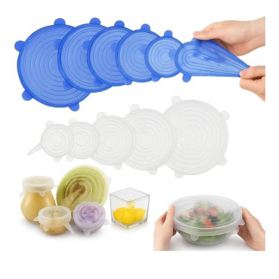 MULIN Reusable Silicone Stretch Lids Set 6pcs Universal Food Covers Kitchen Container Seals