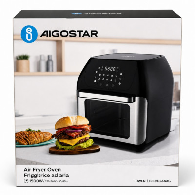 Aigostar Air Fryer Oven 1500W Digital Touch LED 9 Programs Window Light Rotating Function 220–240V
