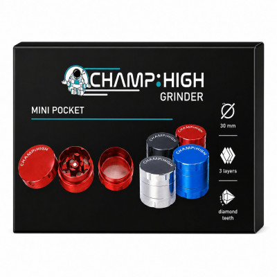 Champ High Mini Pocket Grinder 30mm 3 Layers Compact Herb Crusher with Diamond Teeth Portable Metal Design