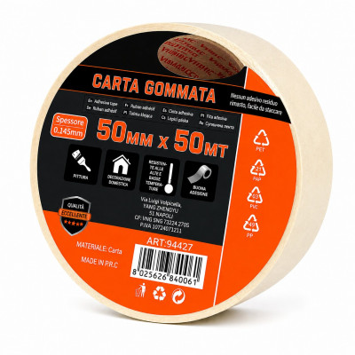 Masking Tape 50mm x 50m Paper Adhesive Tape No Residue Easy Removal High Temperature Resistant